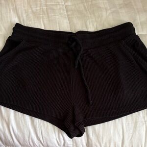 Colsie Black Ribbed Drawstring Athletic Shorts